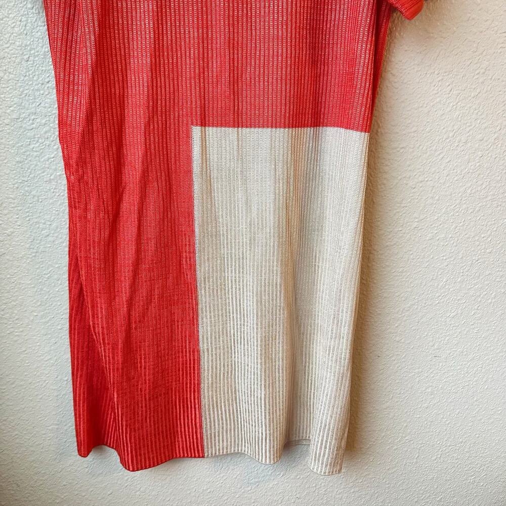 NWT Misook Colorblock Soft Knit Shift Dress in Orange White sz M - Picture 3 of 9
